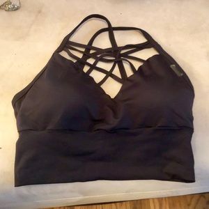 Colombian strappy crop top long line bra Sz L blk